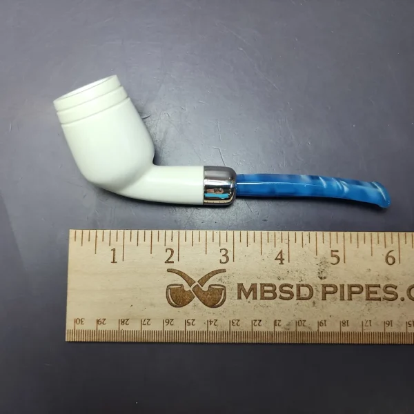 MBSD Meerschaum Silver Smooth Cutty w/ Case Block Meerschaum Pipe, New - Image 9