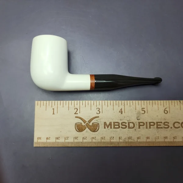MBSD Meerschaum Smooth Billiard Deluxe Block Meerschaum Pipe, Briar-Mortise, New - Image 9