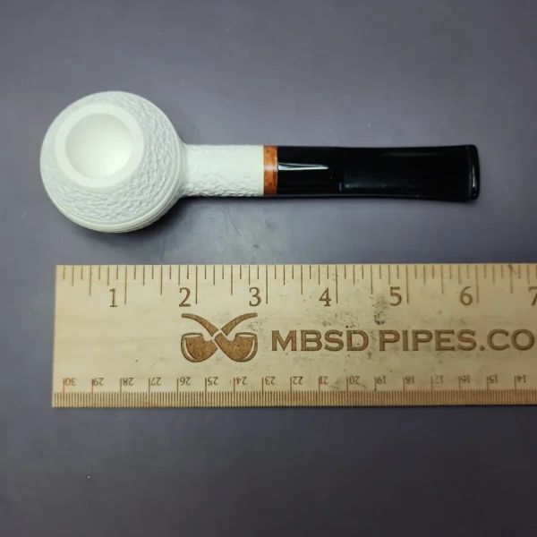 MBSD Meerschaum Deluxe Rustic Squat Rhodesian Block Meerschaum Pipe, Briar-Mortise, New - Image 9