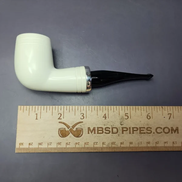 MBSD Meerschaum Silver Reverse Calabash Billiard Block Meerschaum Pipe, New - Image 9