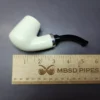 MBSD Meerschaum Silver Smooth Bent Brandy Block Meerschaum Pipe, New - Image 9