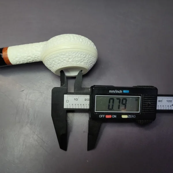 MBSD Meerschaum Deluxe Rustic Squat Rhodesian Block Meerschaum Pipe, Briar-Mortise - Image 10