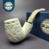 MBSD Meerschaum Silver Reverse Calabash Floral Brandy Block Meerschaum Pipe, New