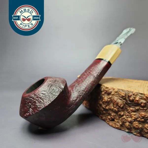 Mina Pipes Sandblasted Wide Shank Bulldog Estate Briar Pipe Unsmoked