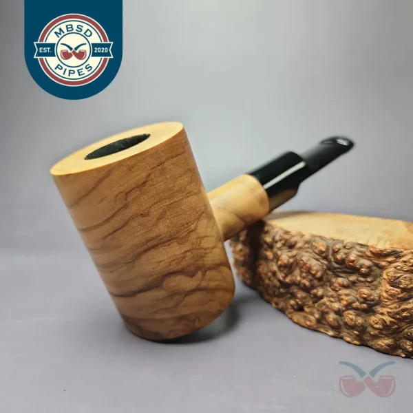 Mario Grandi Smooth Olive Wood Poker Estate Briar Pipe, Italian Estates