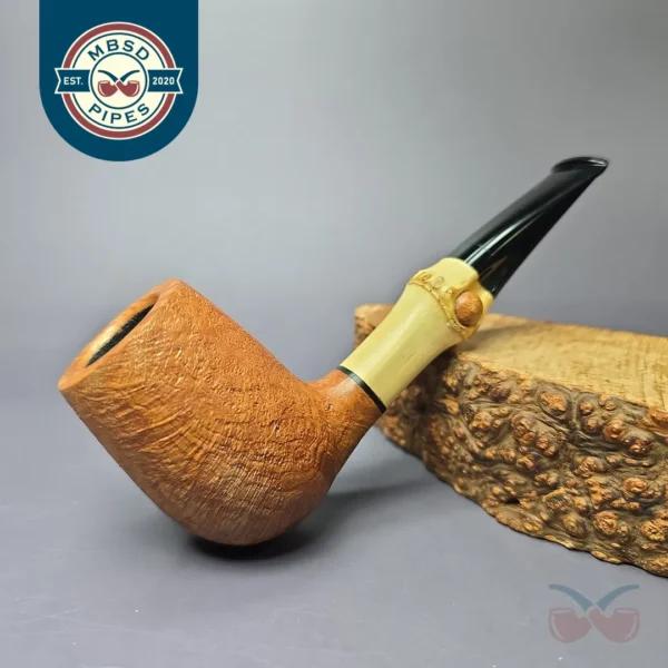Brandon Brooks Sandblasted Bamboo Stack Handmade Briar Pipe, New