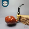 C-Pipe Smooth Tomato w/ Crazy Bamboo and Boxwood Handmade Briar Pipe, New