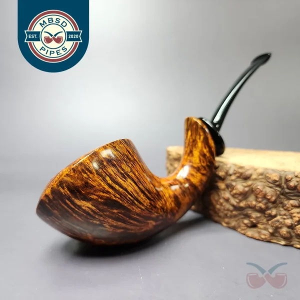 C-Pipe Smooth Asymmetric Fish Handmade Briar Pipe, New