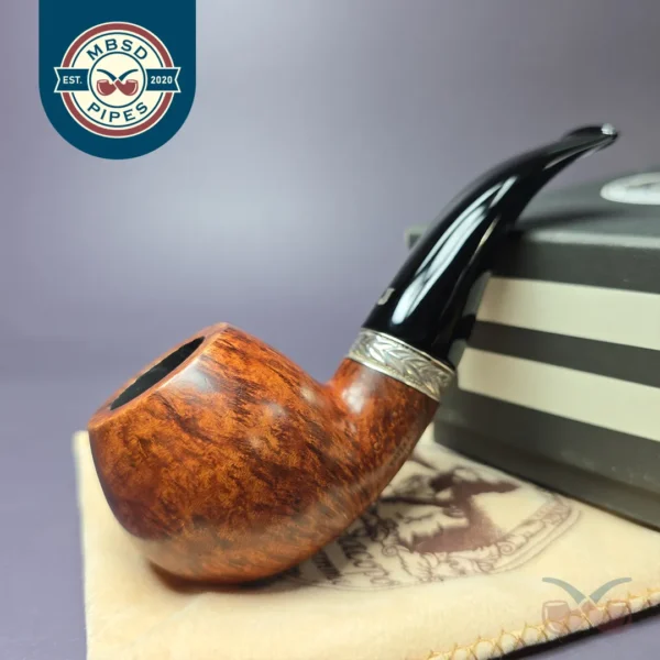 Ser Jacopo L1 Smooth Apple w/ Engraved Silver Estate Briar Pipe, Italian Estates