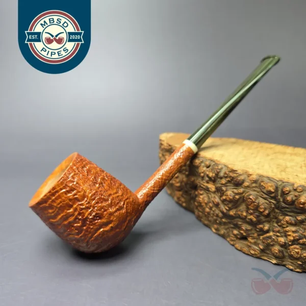 Scottie Piersel Natural Sandblasted Pencil Shank Billiard Estate Briar Pipe, Unsmoked