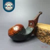 Voboril Pipes Partially Sandblasted Chubby Bulldog Estate Briar Pipe, Unsmoked