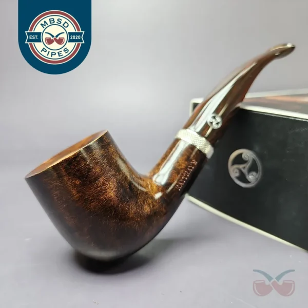 Rattray's Dark Ale 106 Smooth Bent Billiard Estate Briar Pipe, Unsmoked, 9mm