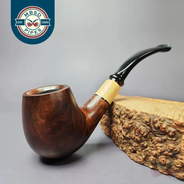 MBSD Briars by Piero Vitale Smooth Brandy w/ Boxwood Briar Pipe, New