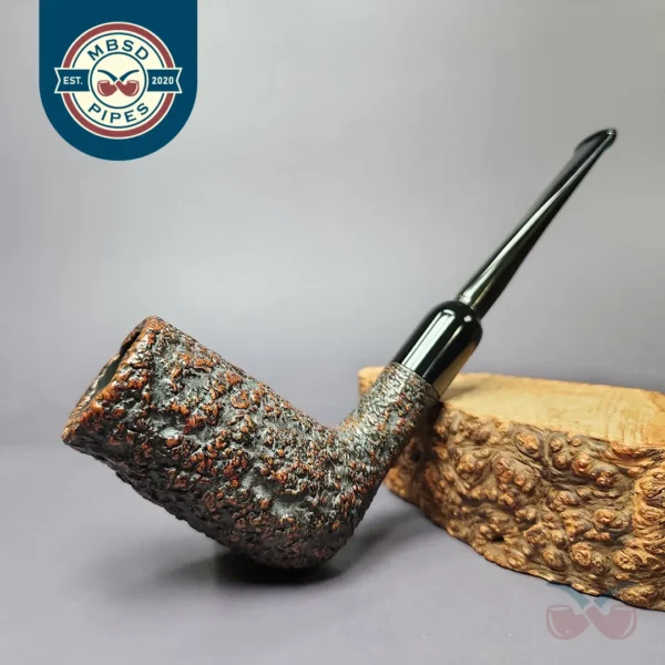 Castello Sea Rock Briar 74 F Rusticated Stack Estate Briar Pipe, Italian Estates
