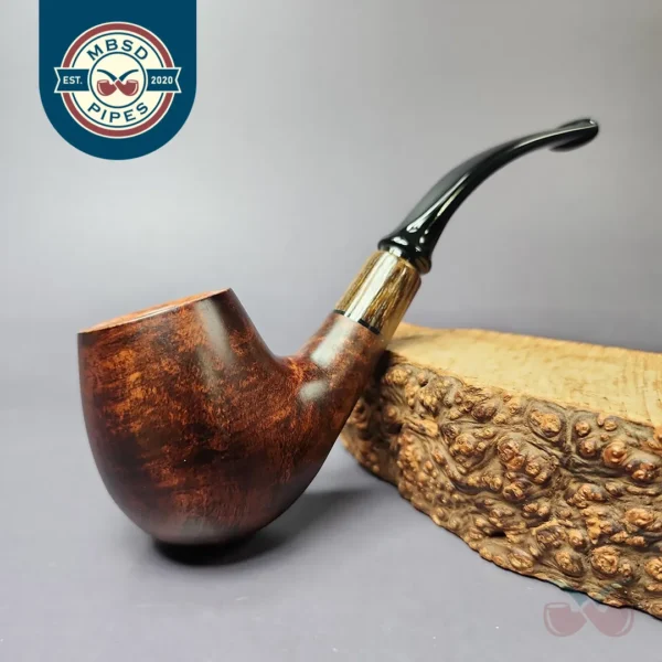 MBSD Briars by Piero Vitale Smooth Brandy w/ Zebrawood Briar Pipe, New