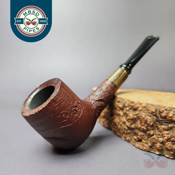 MBSD Briars by Piero Vitale Sandblasted Billiard w/ Zebrawood Briar Pipe, New