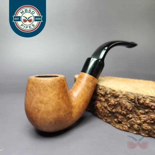 Michel Smooth Bent Billiard Estate Briar Pipe, Unsmoked