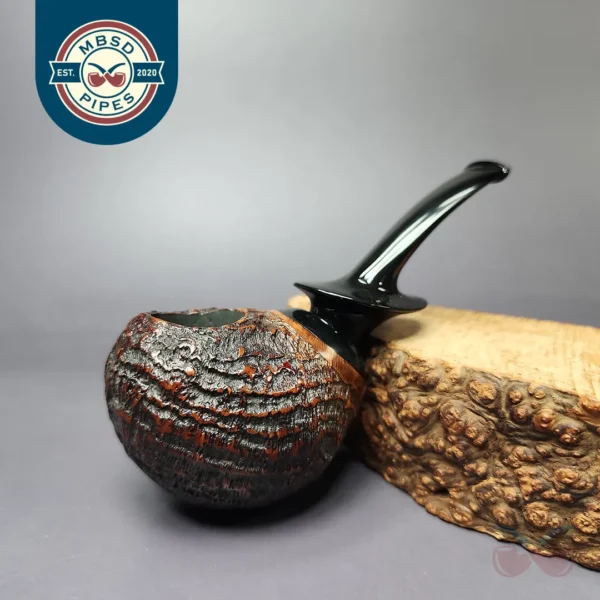 HS Studio Sandblasted Reverse Calabash Nosewarmer Estate Briar Pipe, Unsmoked