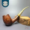 Bonsai Pipes XL Sandblasted Bent Billiard w/Amberoid Handmade Briar Pipe, New