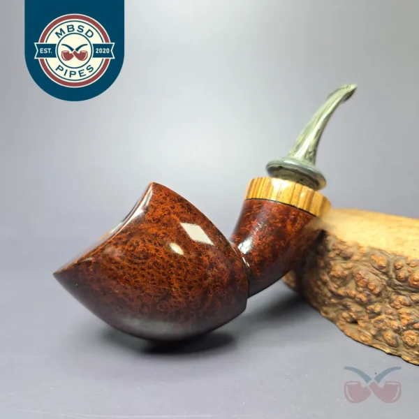Martin Romijn Smooth "Dubliner Blowfish" w/ Zebrawood Handmade Briar Pipe, New
