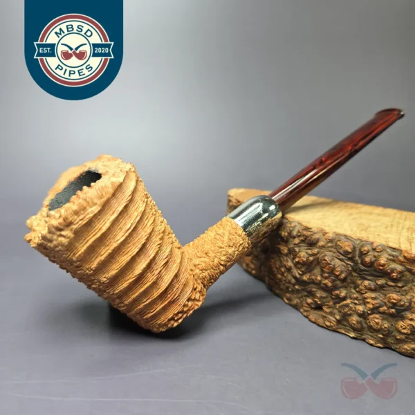 Pipe Tristan Ammonite Rusticated Dublin w/ Silver Handmade Briar Pipe, New