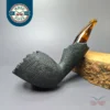 Peter Toth Black Sandblasted Freehand w/ Tortoiseshell Stem Handmade Briar Pipe, New