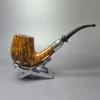 C-Pipe Smooth Brandy w/ Silver Army Mount Handmade Briar Pipe, New - Image 2