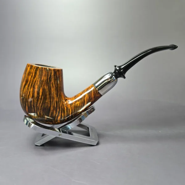 C-Pipe Smooth Brandy w/ Silver Army Mount Handmade Briar Pipe, New - Image 2