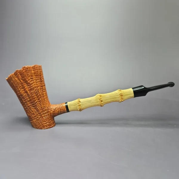 Larrysson (Paul Hubartt) XL Sandblasted Bamboo Poker Estate Briar Pipe, Unsmoked - Image 2