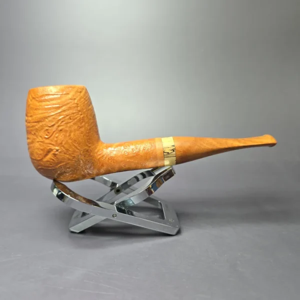 PapaBearPipes Sandblasted All-Briar Billiard Handmade Briar Pipe, New - Image 2