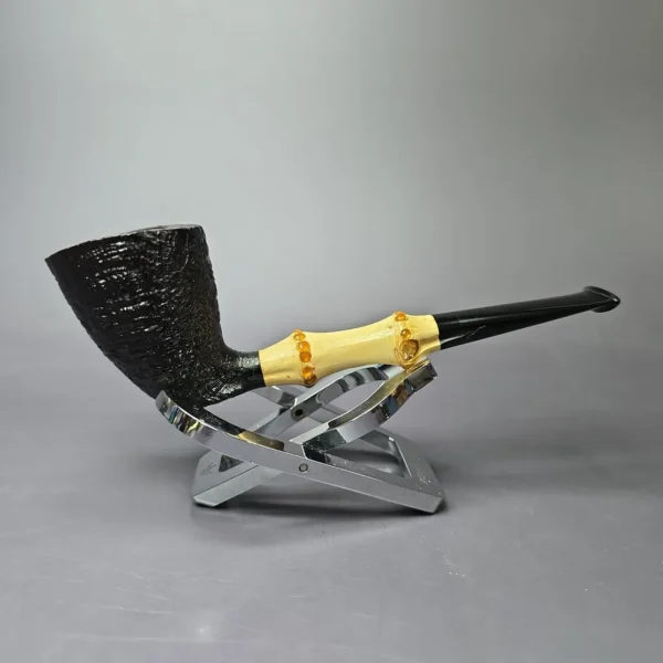 Michael Lindner 2012 D1 Sandblasted Bamboo Dublin Estate Briar Pipe, Unsmoked - Image 2