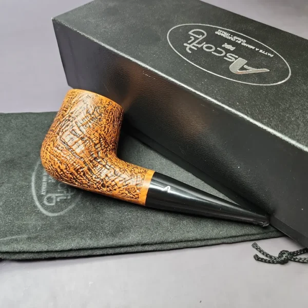 Ascorti Cool 2 Sandblasted Reverse Calabash Billiard Estate Briar Pipe, Unsmoked - Image 2