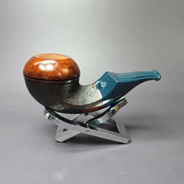 Voboril Pipes Partially Sandblasted Chubby Bulldog Estate Briar Pipe, Unsmoked - Image 2