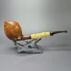 Steve Morrisette Smooth Egg w/ Bamboo & Amberoid Estate Briar Pipe, Unsmoked - Image 2