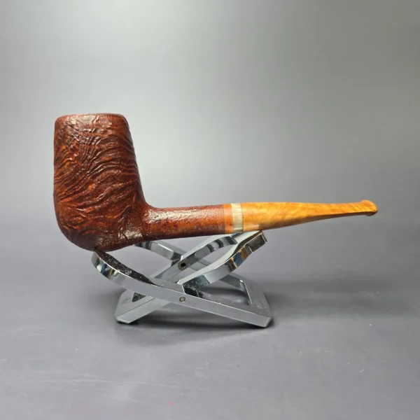 PapaBearPipes All-Briar Sandblasted Stack w/ Horn Handmade Briar Pipe, New - Image 2