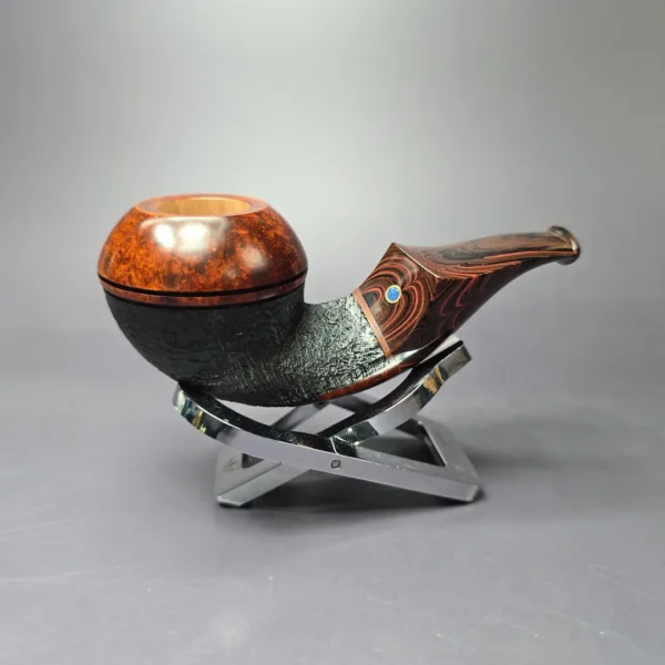 Voboril Pipes Partially Sandblasted Chubby Bulldog Estate Briar Pipe, Unsmoked - Image 2