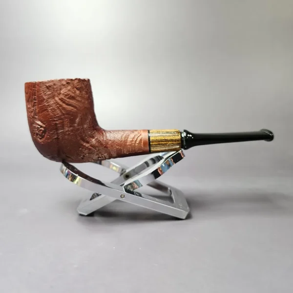 MBSD Briars by Piero Vitale Sandblasted Billiard w/ Zebrawood Briar Pipe, New - Image 2