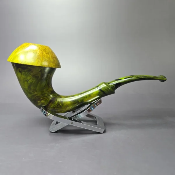 Mutcat XL Smooth Green w/ Ebonite Calabash Handmade Pipe, New - Image 2