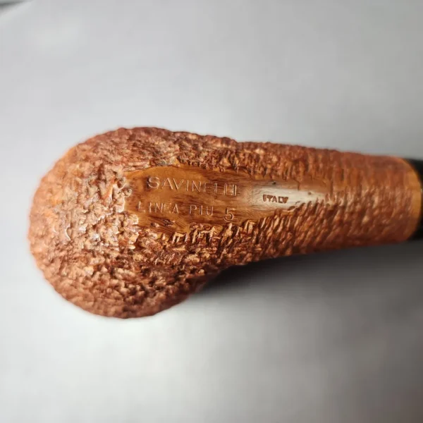 Savinelli Linea Piu 5 Rusticated Brandy Estate Briar Pipe, Italian Estates, 6mm - Image 2