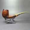 Bonsai Pipes XL Sandblasted Bent Billiard w/Amberoid Handmade Briar Pipe, New - Image 2