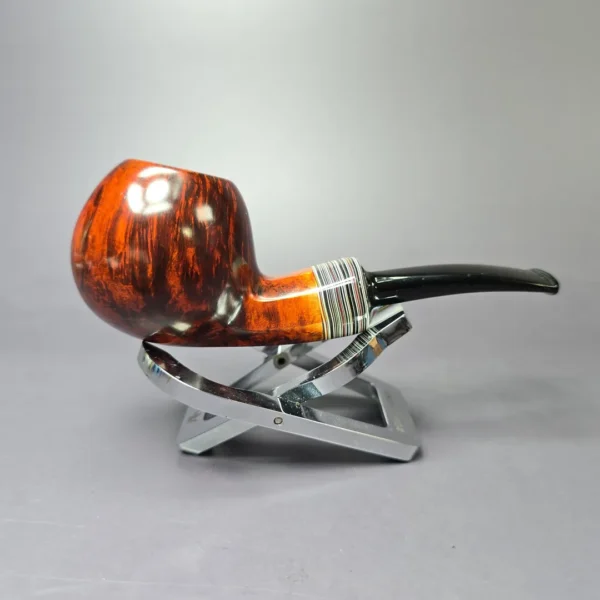 Herriot Pipes Smooth Panel Shank Apple w/ Fordite Handmade Briar Pipe, New - Image 2