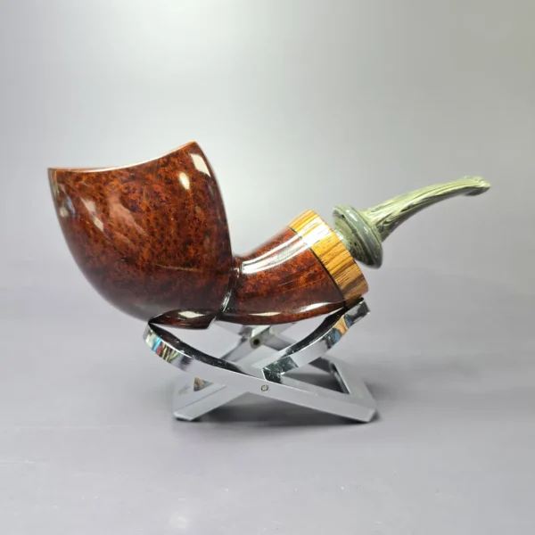 Martin Romijn Smooth "Dubliner Blowfish" w/ Zebrawood Handmade Briar Pipe, New - Image 2