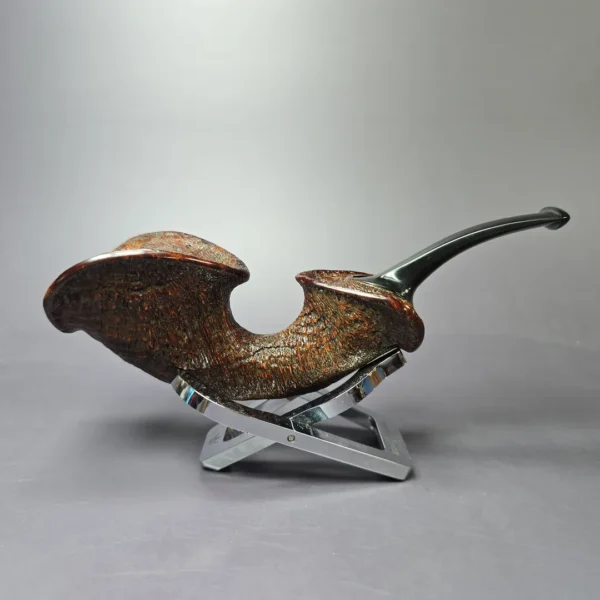 HS Studio Sandblasted Reverse Calabash Horn Estate Briar Pipe, Unsmoked - Image 2