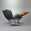 Peter Toth Black Sandblasted Freehand w/ Tortoiseshell Stem Handmade Briar Pipe, New - Image 2