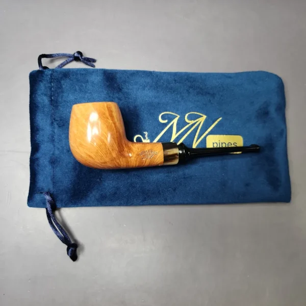 Mina Pipes Smooth Danish Apple w/ Horn Estate Briar Pipe, Unsmoked - Image 2