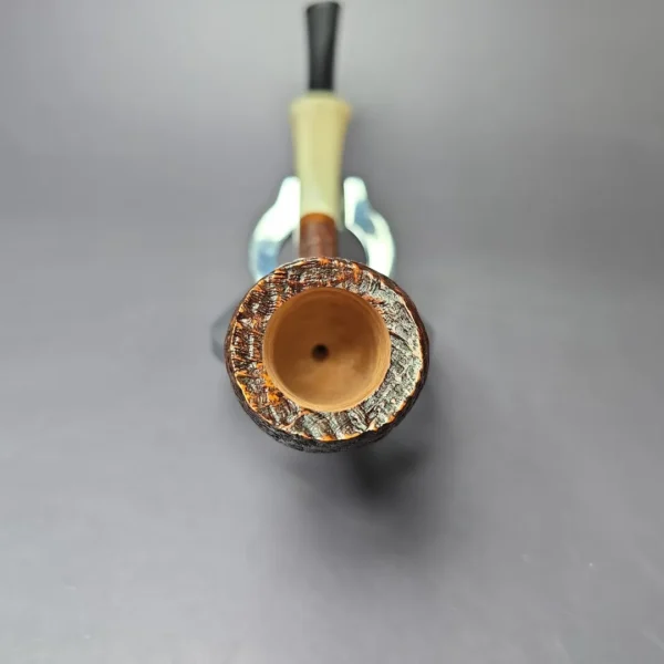 HS Studio Sandblasted Cutty w/ Horn Estate Briar Pipe, Unsmoked - Image 3