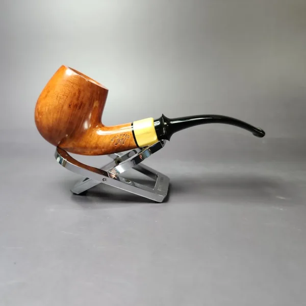 Mina Pipes Smooth Bent Billiard w/ Boxwood Estate Briar Pipe, Unsmoked, 9mm - Image 3