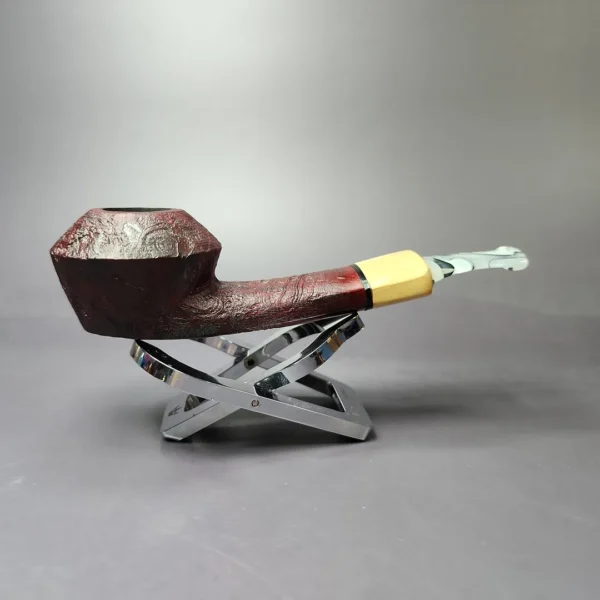 Mina Pipes Sandblasted Wide Shank Bulldog Estate Briar Pipe Unsmoked - Image 3