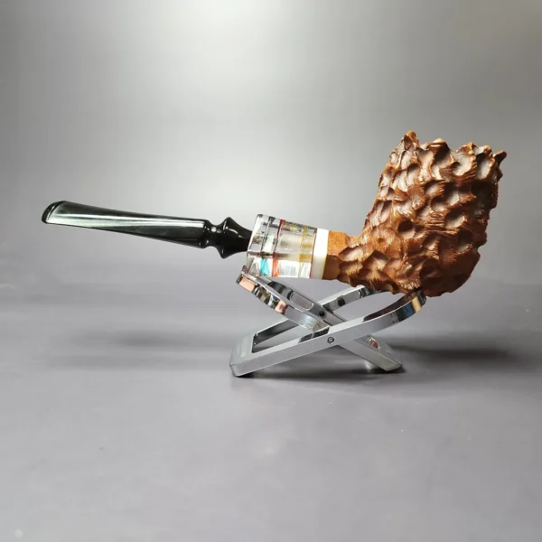Micoli (Robert Burns) Rusticated Freehand Billiard Estate Briar Pipe, Unsmoked - Image 3