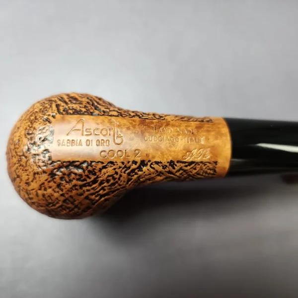 Ascorti Cool 2 Sandblasted Reverse Calabash Billiard Estate Briar Pipe, Unsmoked - Image 3
